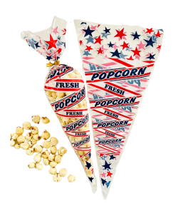 Popkorn koonus polüpropüleen ja sulgurid | 100 tk