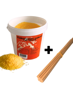 Suhkruvati koostisosade komplekt – 1 kg suhkur (kollane) + 30 pulka (28 cm)