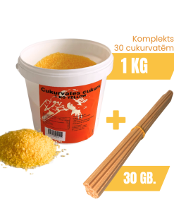 Cotton Candy Ingredient Set – 1 kg Sugar (Yellow) + 30 Sticks (28 cm)