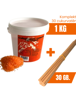 Cotton Candy Ingredient Set – 1 kg Sugar (Orange) + 30 Sticks (28 cm)