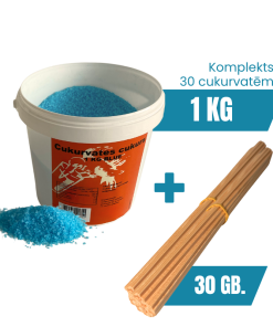 Cotton Candy Ingredient Set – 1 kg Sugar (blue) + 30 Sticks (28 cm)