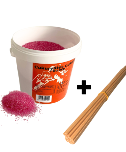 Suhkruvati koostisosade komplekt – 1 kg suhkur (punane) + 30 pulka (28 cm)